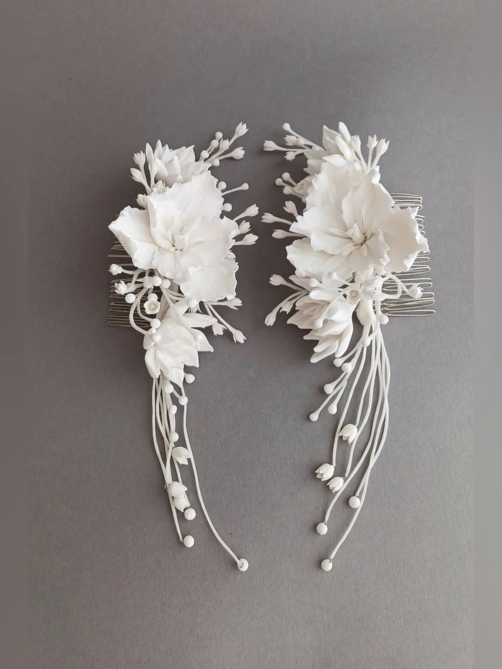 White Bridal Flower tiara, Side Flower Hair Comb, Lily of the valley